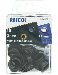 Doos met 15 nestelringen van 11 mm met plaatsingsgereedschap Rascol - Zwart