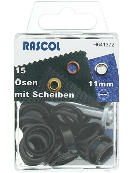 Doos met 15 nestelringen van 11 mm met plaatsingsgereedschap Rascol - Zwart