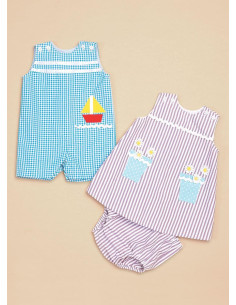 Patroon voor tuinbroek, jurk en broekje voor baby's - Butterick 6905