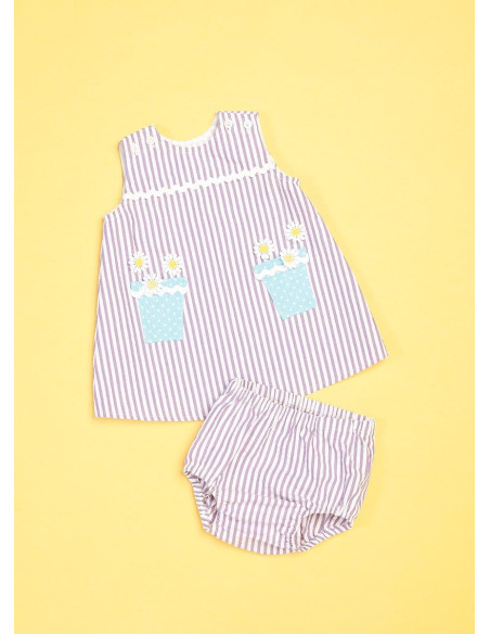 Patroon voor tuinbroek, jurk en broekje voor baby's - Butterick 6905