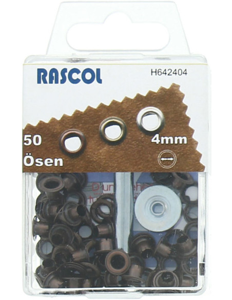 Doos 50 nestelringen 4 mm met plaatsingsgereedschap Rascol - Koper