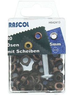 Doos 40 nestelringen 5 mm met plaatsingsgereedschap Rascol - Koper