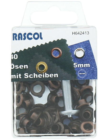 Doos 40 nestelringen 5 mm met plaatsingsgereedschap Rascol - Koper