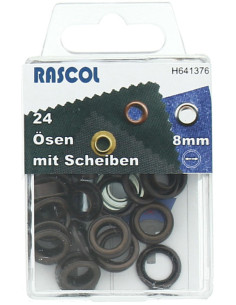 Doos 24 nestelringen 8 mm met plaatsingsgereedschap Rascol - Koper