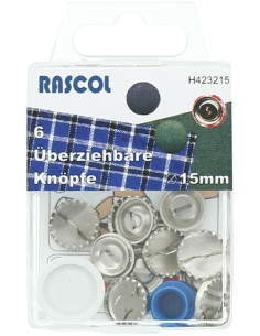 Doos met 6 knopen om te bekleden met Rascol gereedschap - 15 mm
