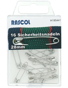 Doos met 16 veiligheidsspelden Rascol - Zilver 28 mm