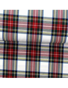 Schotse tartan stof - Rood, groen, geel en beige