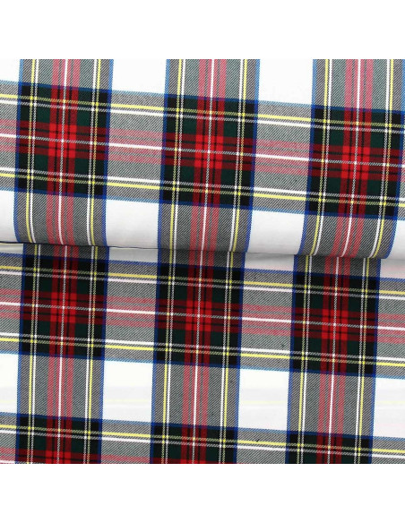 Schotse tartan stof - Rood, groen, geel en beige
