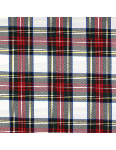 Schotse tartan stof - Rood, groen, geel en beige