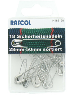 Doos met 18 veiligheidsspelden Rascol - Zilver assortiment