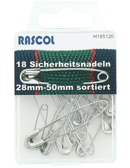 Doos met 18 veiligheidsspelden Rascol - Zilver assortiment