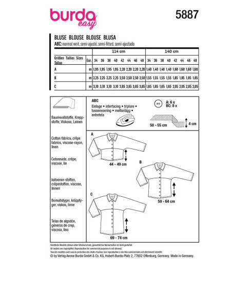 Blousepatroon - Burda 5887
