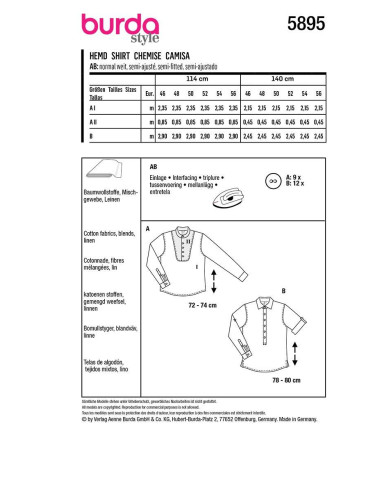 Overhemdpatroon - Burda 5895
