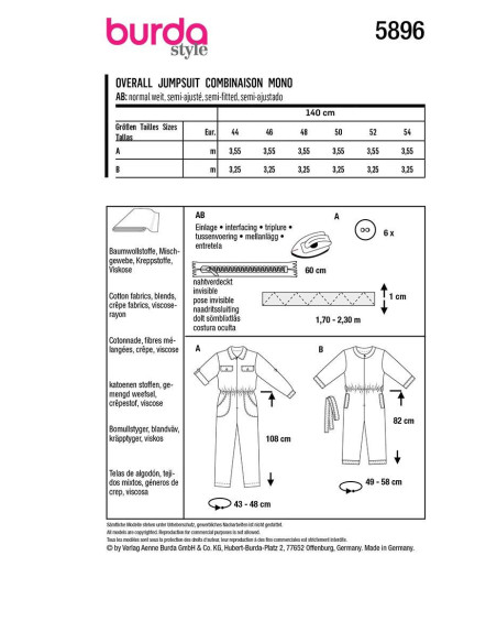 Patroon voor overall - Burda 5896
