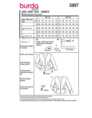 Jas patroon - Burda 5897