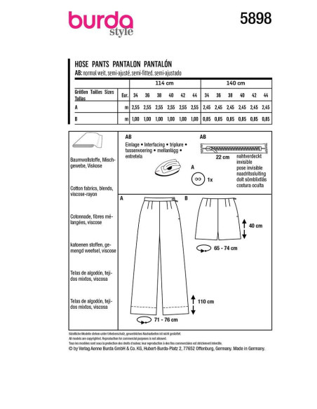 Broekpatroon - Burda 5898