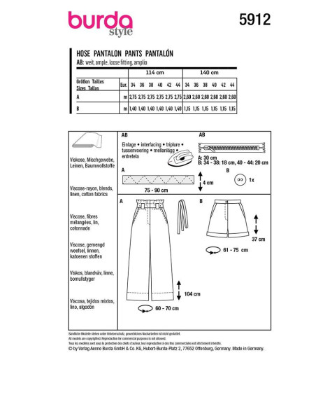 Broekpatroon - Burda 5912