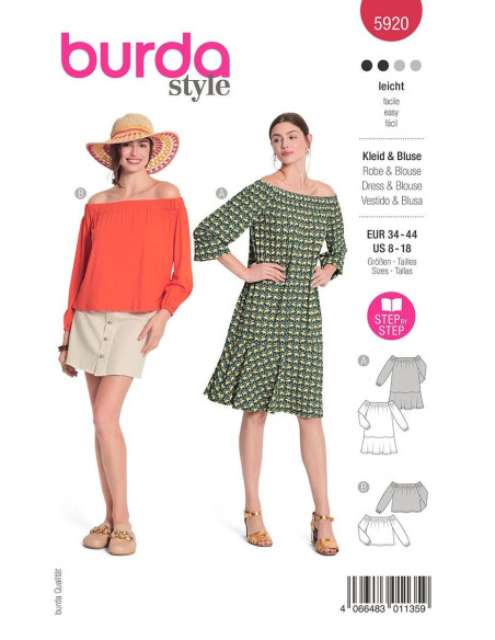 Jurk en blouse patroon - Burda 5920
