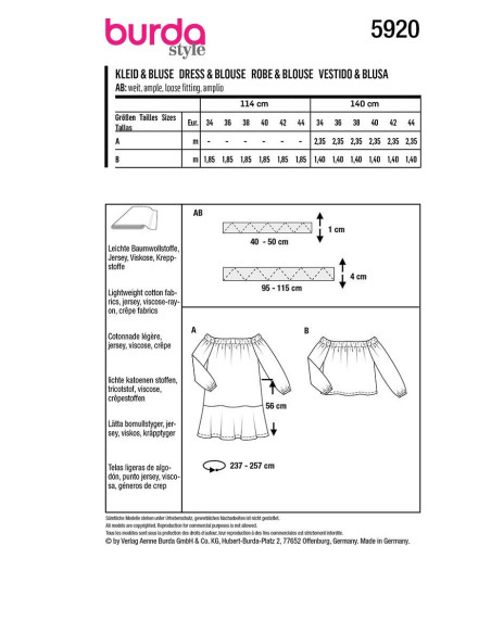 Jurk en blouse patroon - Burda 5920