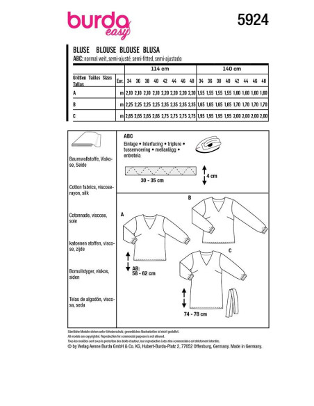 Blousepatroon - Burda 5924