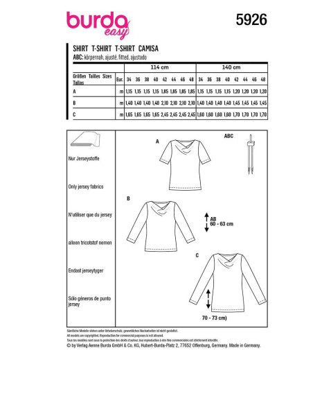 T-shirt patroon - Burda 5926