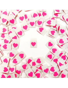 Set van 8 geweven labels - Pink heart
