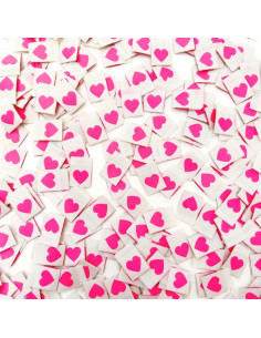 Set van 8 geweven labels - Pink heart 2