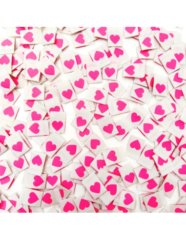 Set van 8 geweven labels - Pink heart