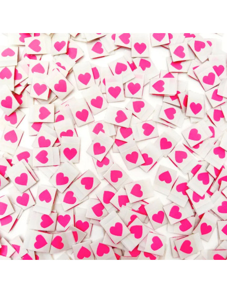 Set van 8 geweven labels - Pink heart