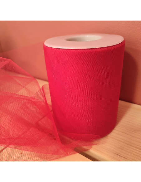 Tule lint - Rood - Rol van 40 meter