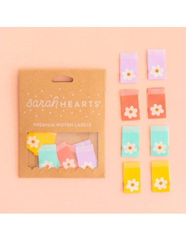 Set van 8 geweven labels - Margrieten