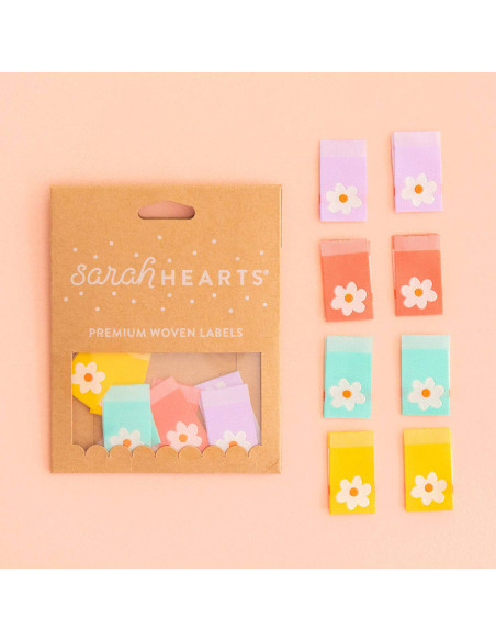 Set van 8 geweven labels - Margrieten