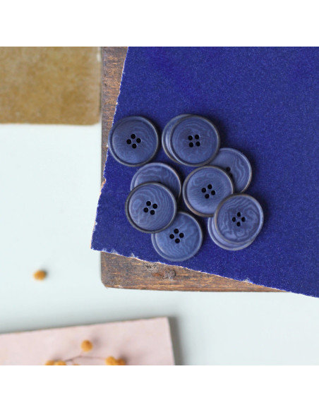 Corozo knoop met fijne rand 20 mm - Indigo