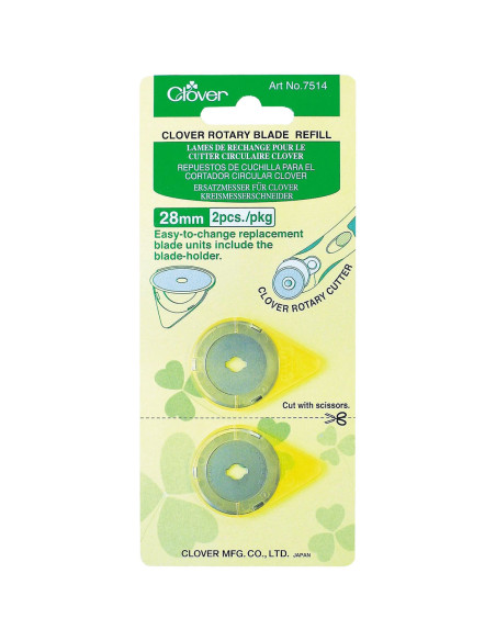 2 vervangmessen voor Clover snijder - 28 mm