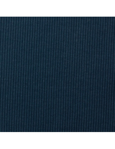 Fijn geribbelde katoenen jersey stof - Petrolblauw