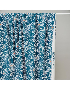 Flowery viscose crêpe stof - Oceaanblauw