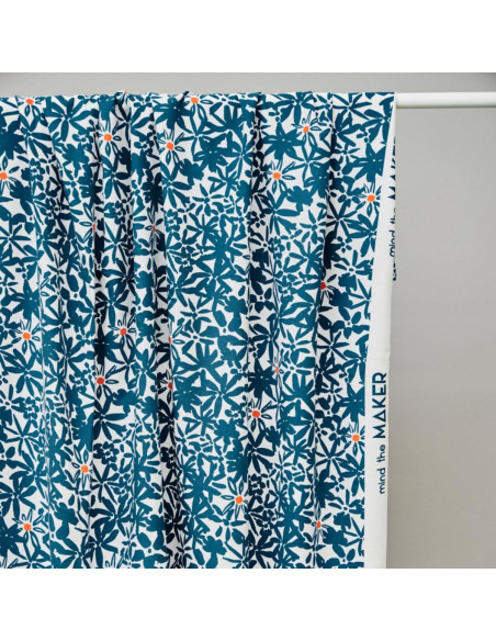 Flowery viscose crêpe stof - Oceaanblauw