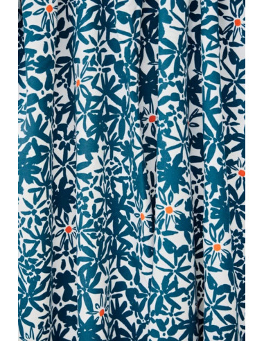 Flowery viscose crêpe stof - Oceaanblauw