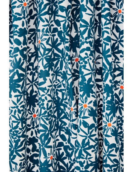 Flowery viscose crêpe stof - Oceaanblauw