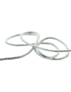 Lurex koord 2 mm - Wit en zilver