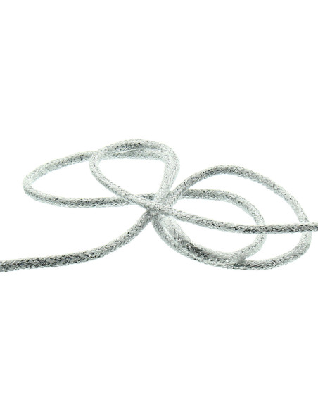 Lurex koord 2 mm - Wit en zilver
