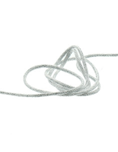Lurex koord 5 mm - Wit en zilver