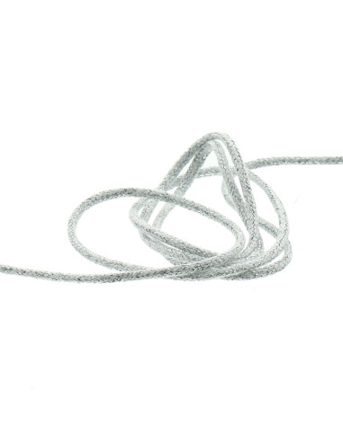 Lurex koord 5 mm - Wit en zilver