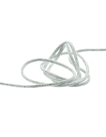 Lurex koord 5 mm - Wit en zilver