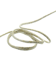 Lurex koord 5 mm - Wit en goud