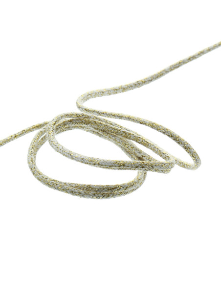 Lurex koord 5 mm - Wit en goud
