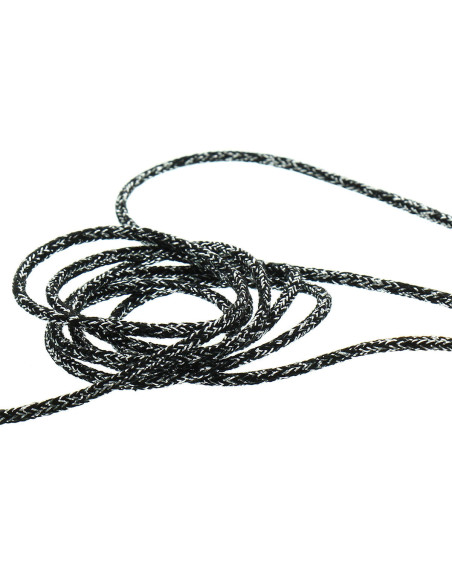 Lurex koord 5 mm - Zwart en zilver