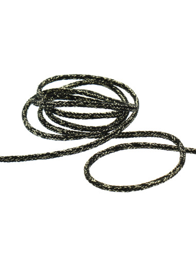 Lurex koord 5 mm - Zwart en goud
