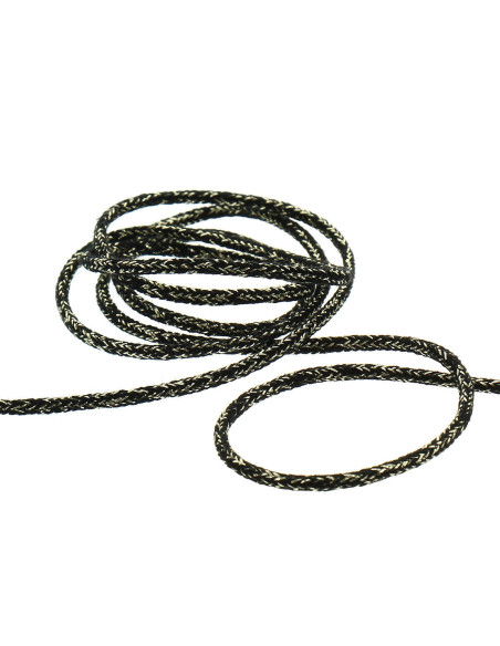 Lurex koord 5 mm - Zwart en goud