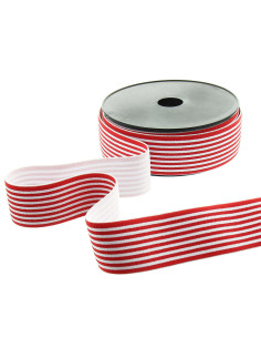 Fantasie elastiek met fijne strepen 40 mm - Rood